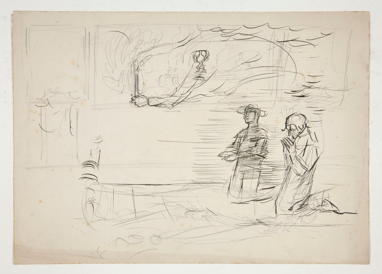 Två figurer som ber: studera för av Edwin Austin Abbey