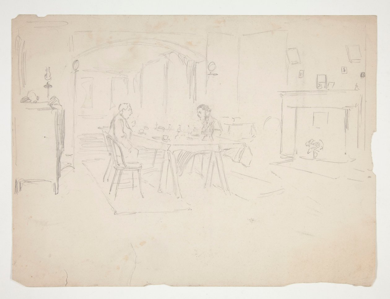 Två män vid bordet i en interiör av Edwin Austin Abbey