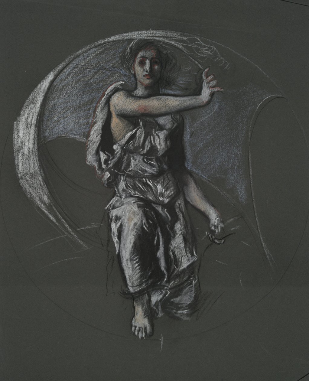 Oidentifierad figurstudie för väggmålningsprojekt vid Pennsylvania State Capitol Building, Harrisburg, 1902-1911 av Edwin Austin Abbey