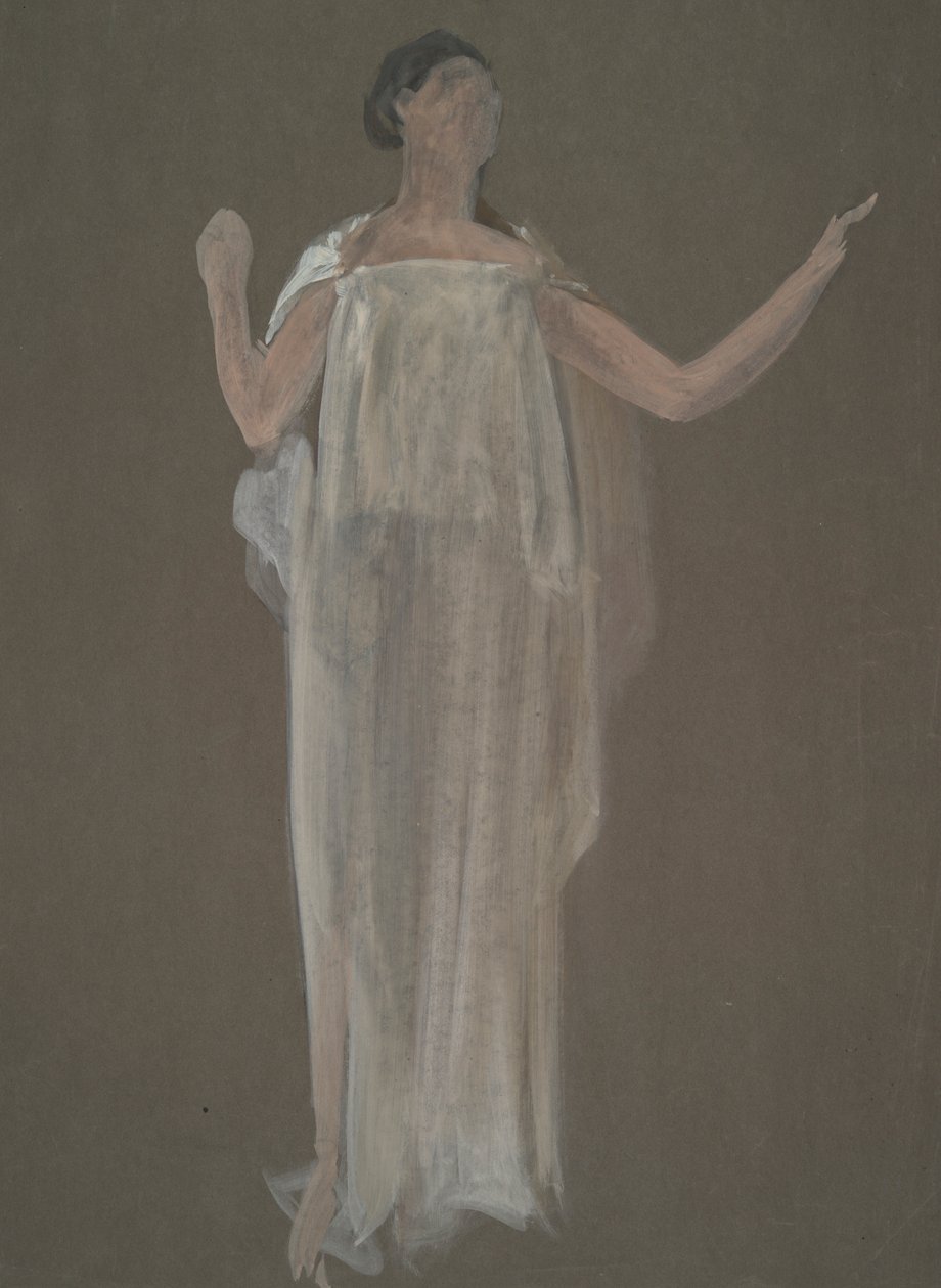 Oidentifierad figurstudie för väggmålningsprojekt vid Pennsylvania State Capitol Building, Harrisburg, 1902-1911 av Edwin Austin Abbey