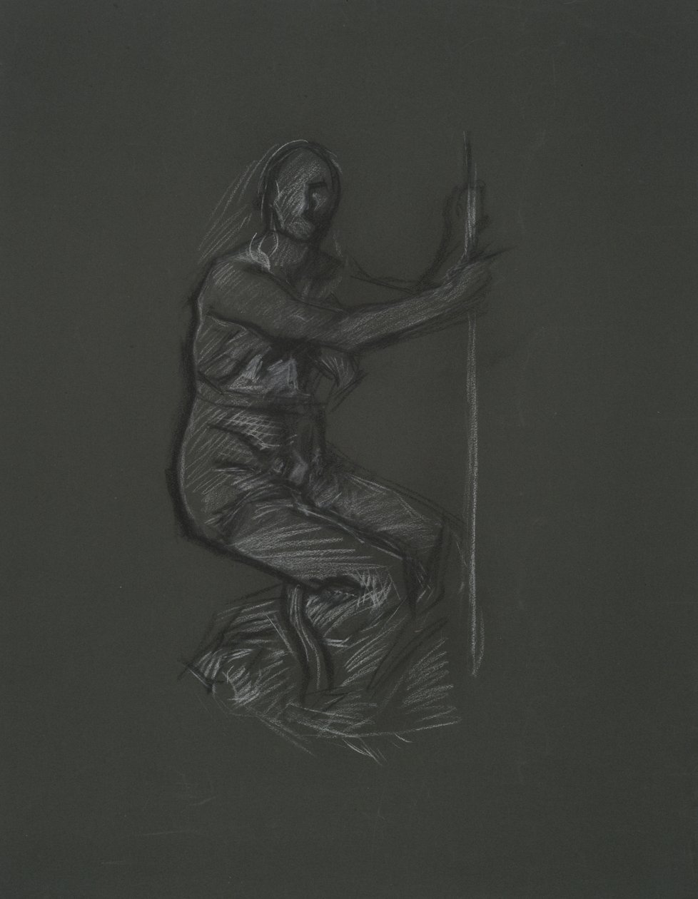 Oidentifierad figurstudie för väggmålningsprojektet vid Pennsylvania State Capitol Building, Harrisburg, 1902-1911 av Edwin Austin Abbey