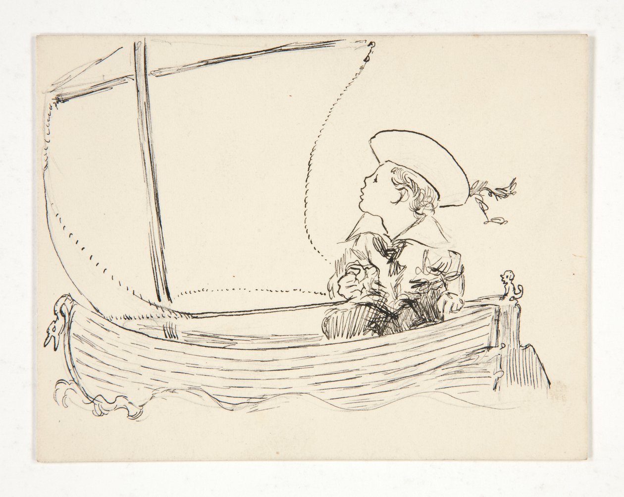 Oidentifierad illustration [Pojke i en liten båt] av Edwin Austin Abbey