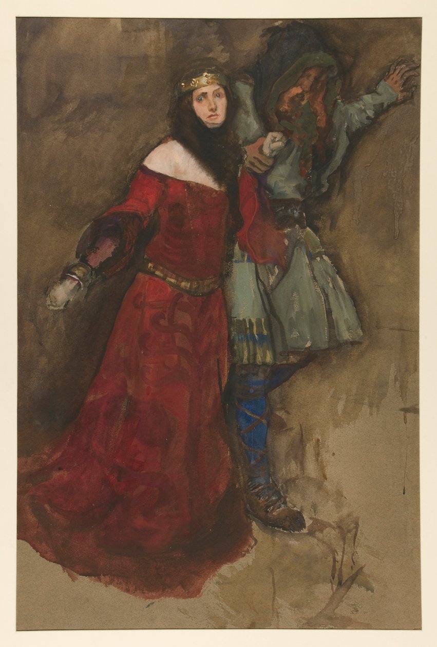 Oidentifierad scen, från Hamlet eller Macbeth? av Edwin Austin Abbey