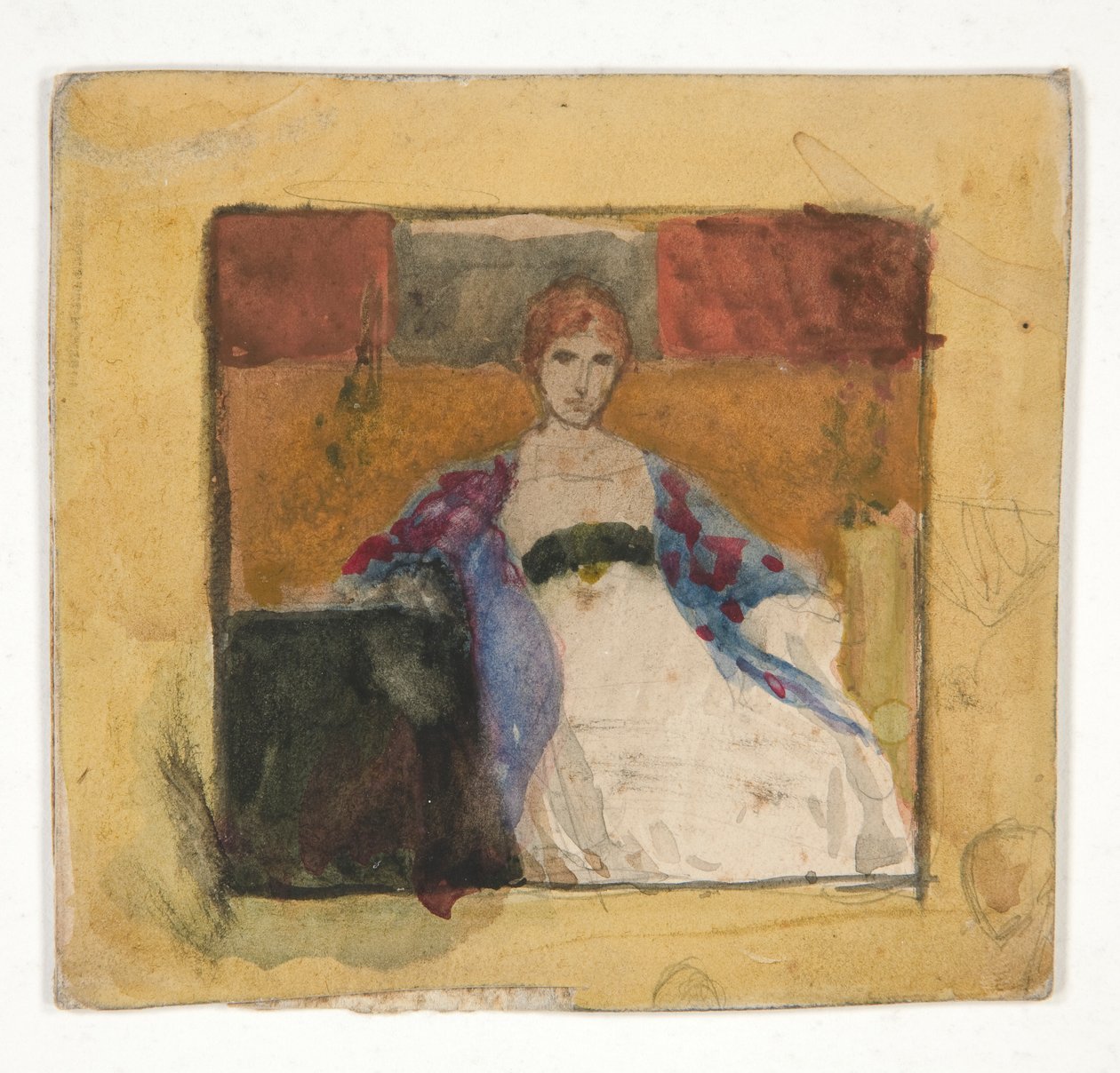 Sittande kvinna - oidentifierad illustration av Edwin Austin Abbey