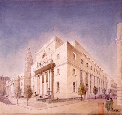 Höjd av det offentliga biblioteket, Marylebone Road, London av Edwin Cooper