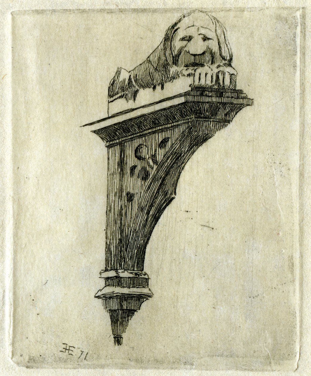 Sign of the Red Lion Inn, Glastonbury, Somerset, 1881. av Edwin Edwards