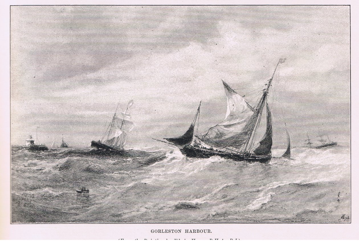 Gorleston hamn, från The Magazine of Art 1893, Cassell and Company av Edwin Hayes