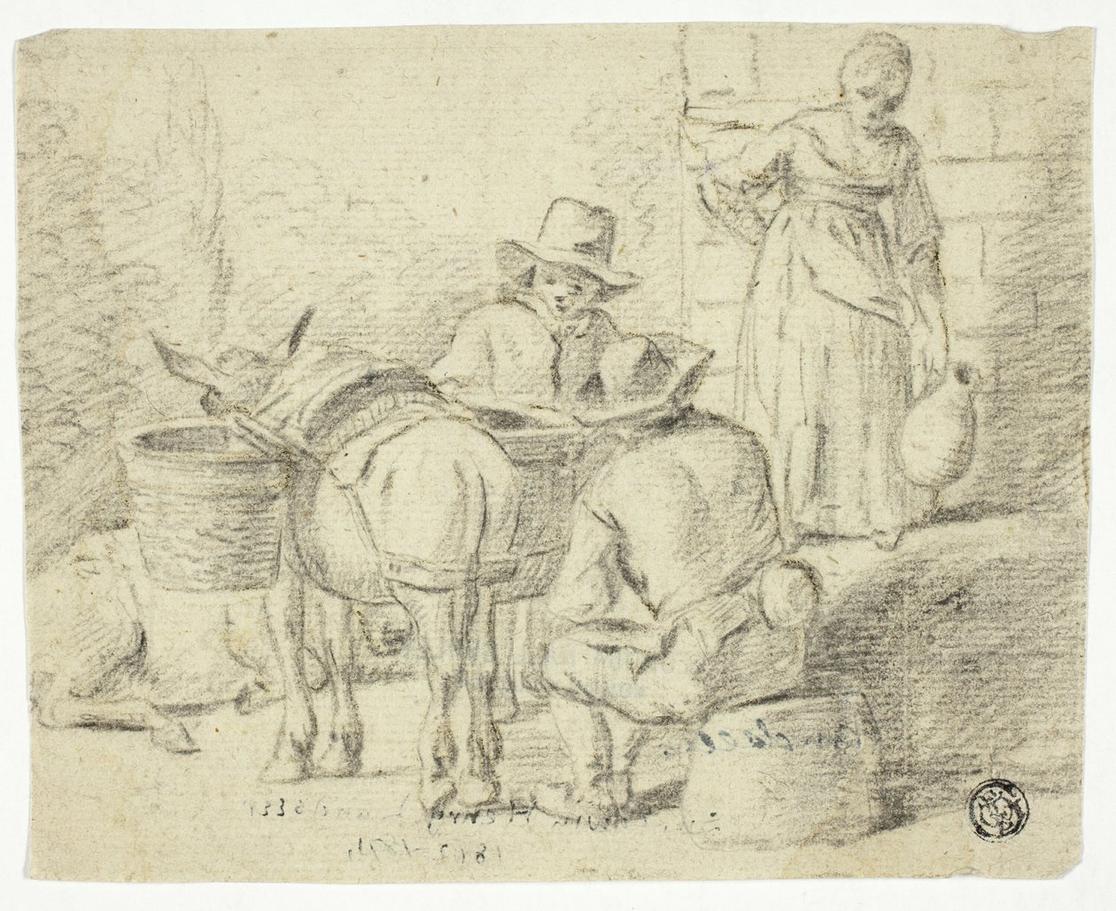 Män och åsnor, kvinna med kanna av Edwin Henry Landseer