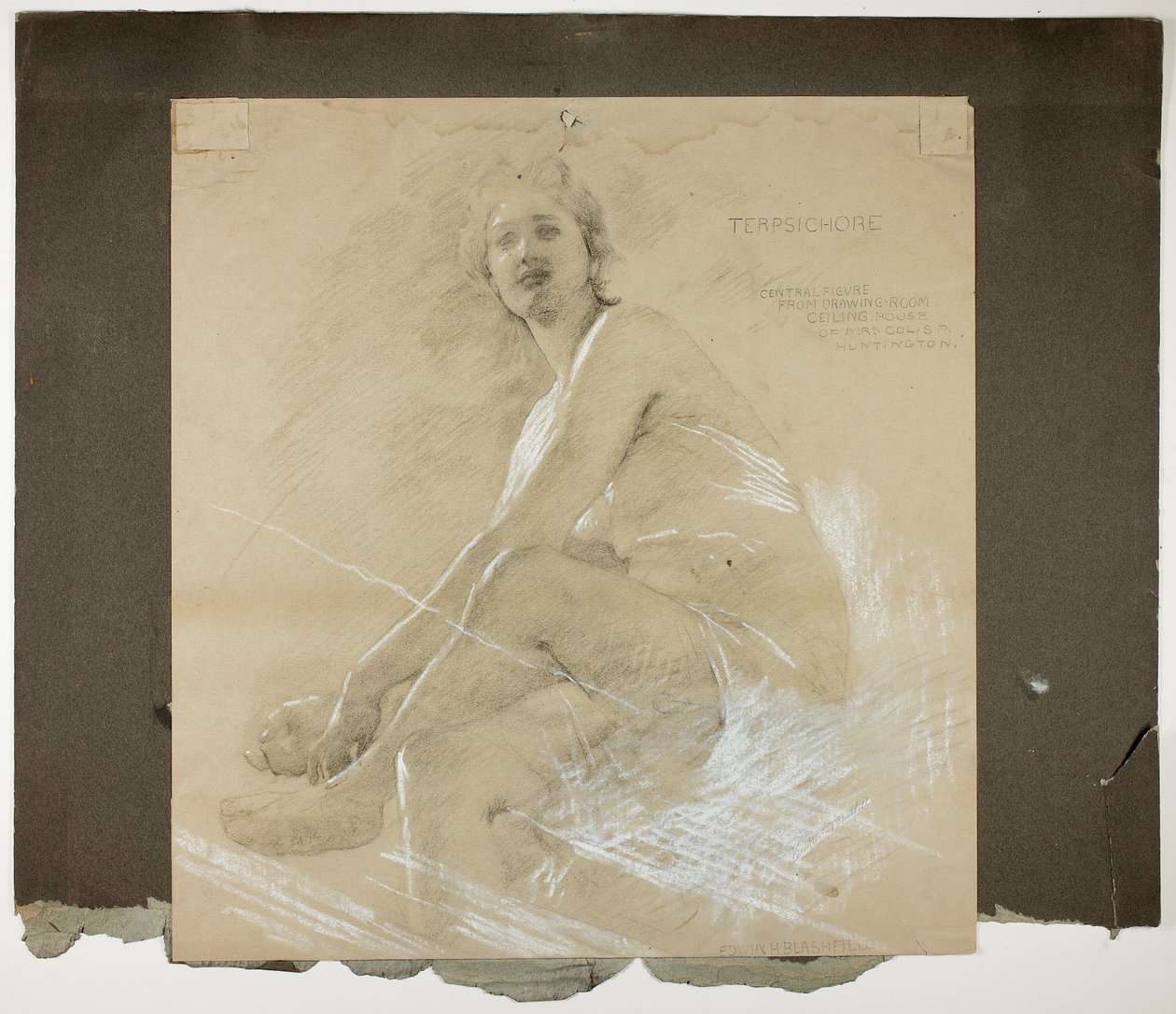 Terpsichore (recto) och Dancing Female Figure (verso), Mural Studies for Drawing Room Ceiling, Residence of Collis P. Huntington, nu Yale University Art Gallery av Edwin Howland Blashfield