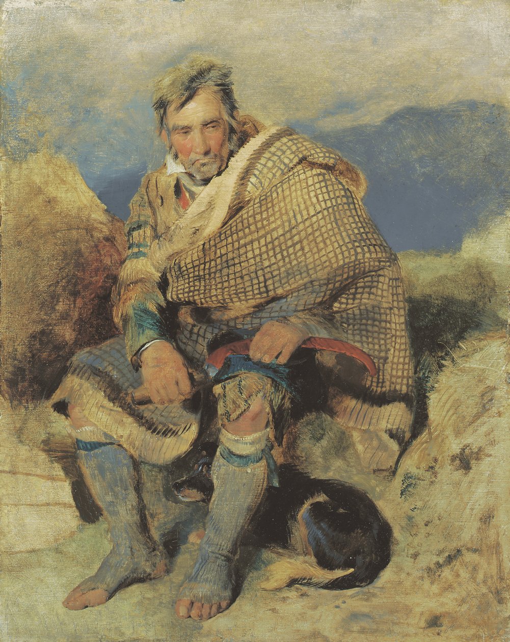 A highland shepherd - en skiss, ca. tidigt 1820-tal (olja ombord) av Edwin Landseer