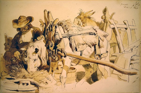 En ponny och vagn i Genève av Edwin Landseer