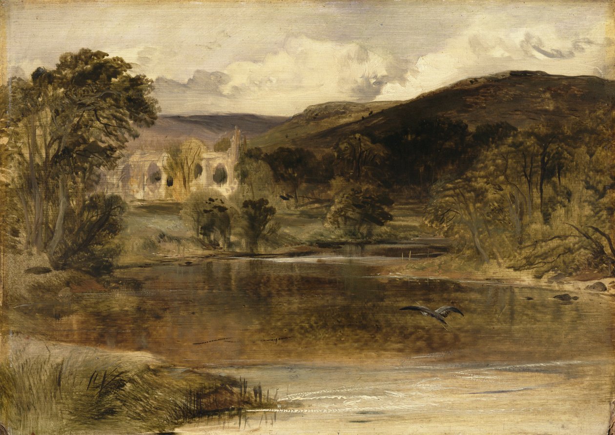 Bolton Abbey, Yorkshire (olja på panel) av Edwin Landseer