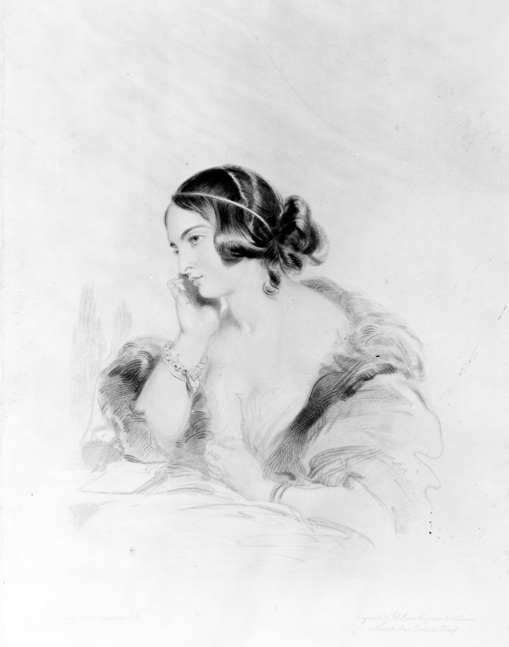 Caroline Norton, graveret af Frederick Christian Lewis, 1838 swed av Edwin Landseer