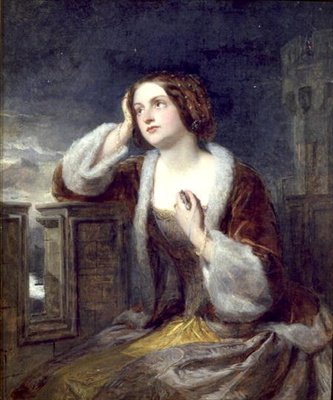 Catherine Seyton tittar från slagfälten vid Loch Leven, ca 1840 (olja på duk) av Edwin Landseer