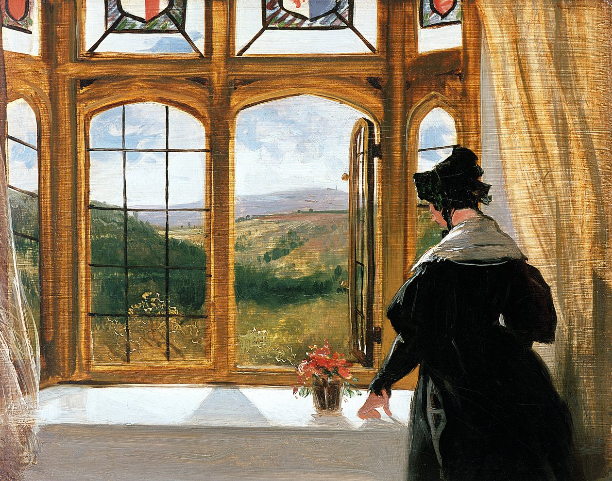 Hertiginnan av Abercorn tittar ut genom ett fönster av Edwin Landseer