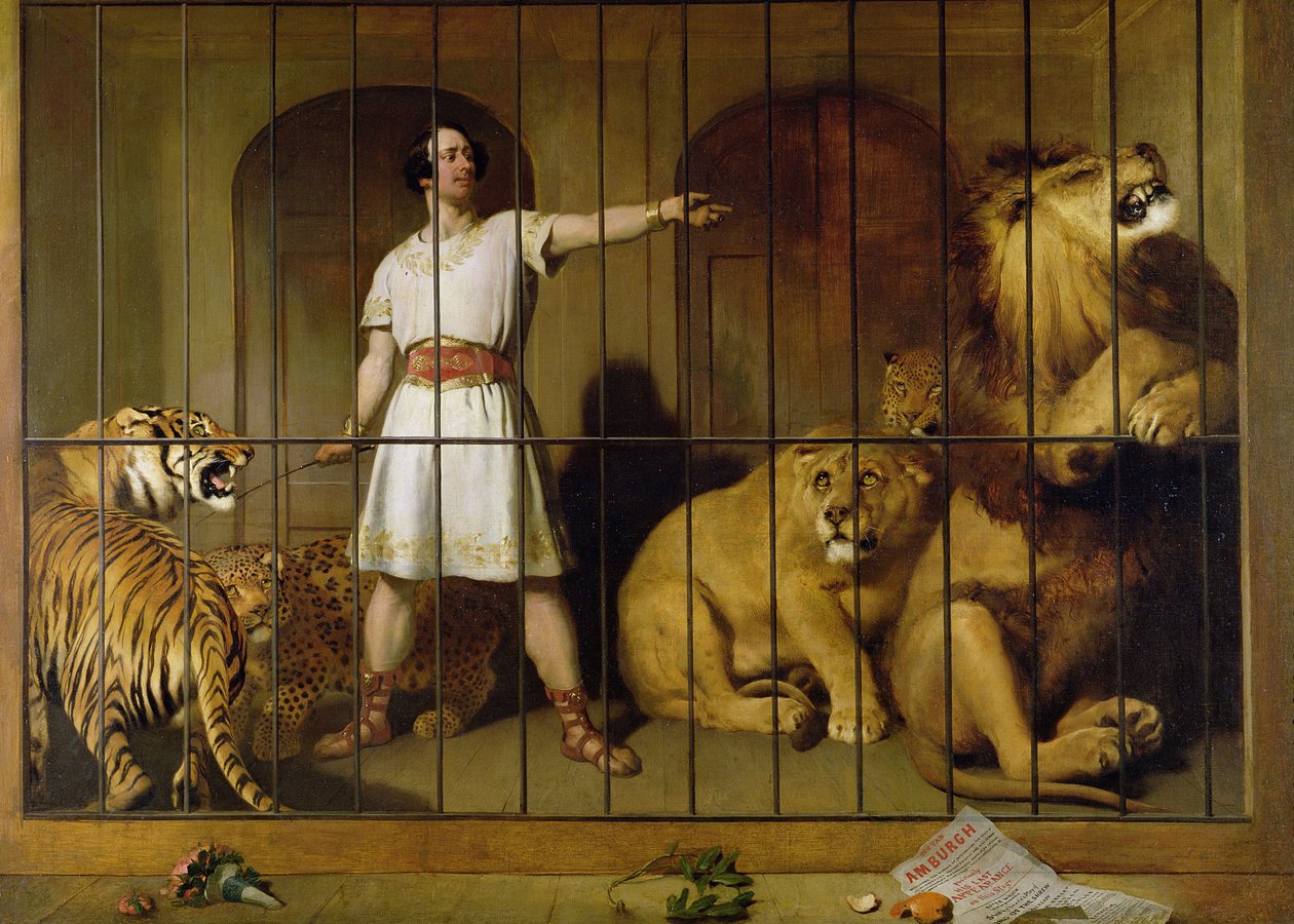 Portræt af hr. Van Amburgh, da han optrådte med sine dyr på London Theatre, 1847 sverige av Edwin Landseer