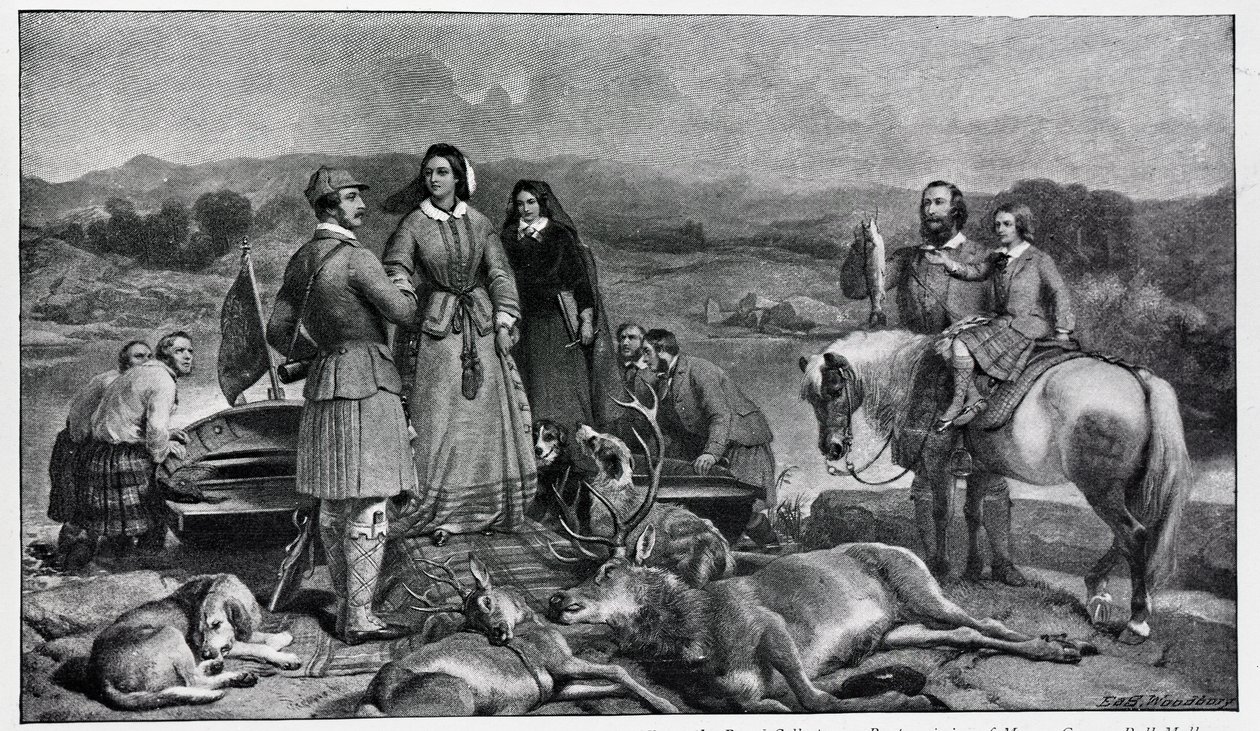 Queen Victoria tulaueleele i Loch Muick, ina ua uma le ata o le 1850 swed av Edwin Landseer