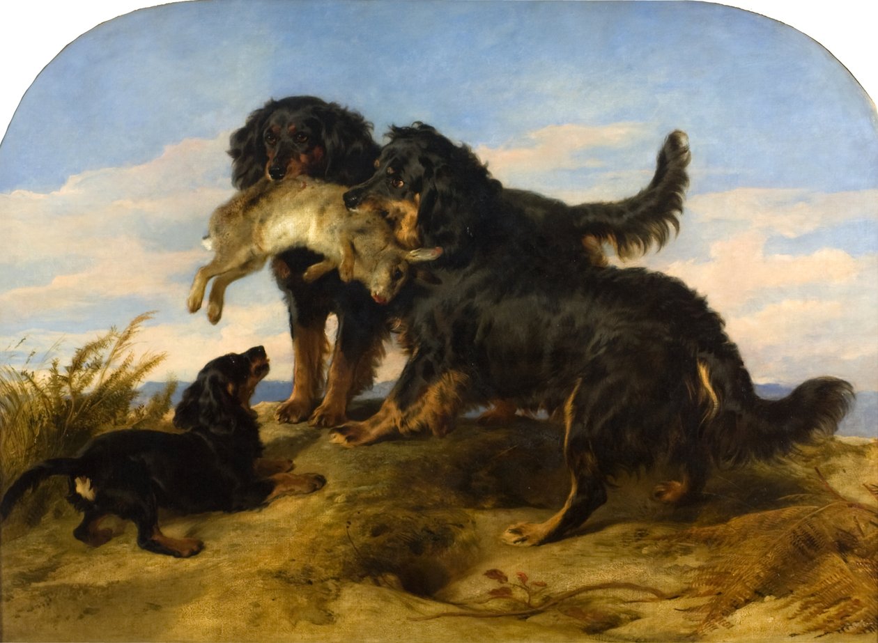 Retrievers with a Hare, ca 1870 (olja på duk) av Edwin Landseer
