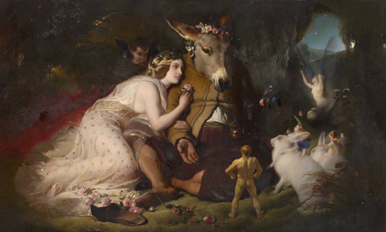 Scen ur En midsommarnattsdröm. Titania och Botten av Edwin Landseer