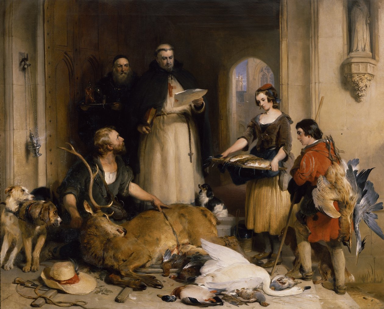 Scene in the old time at Bolton Abbey, c.1834 (olja på duk) av Edwin Landseer