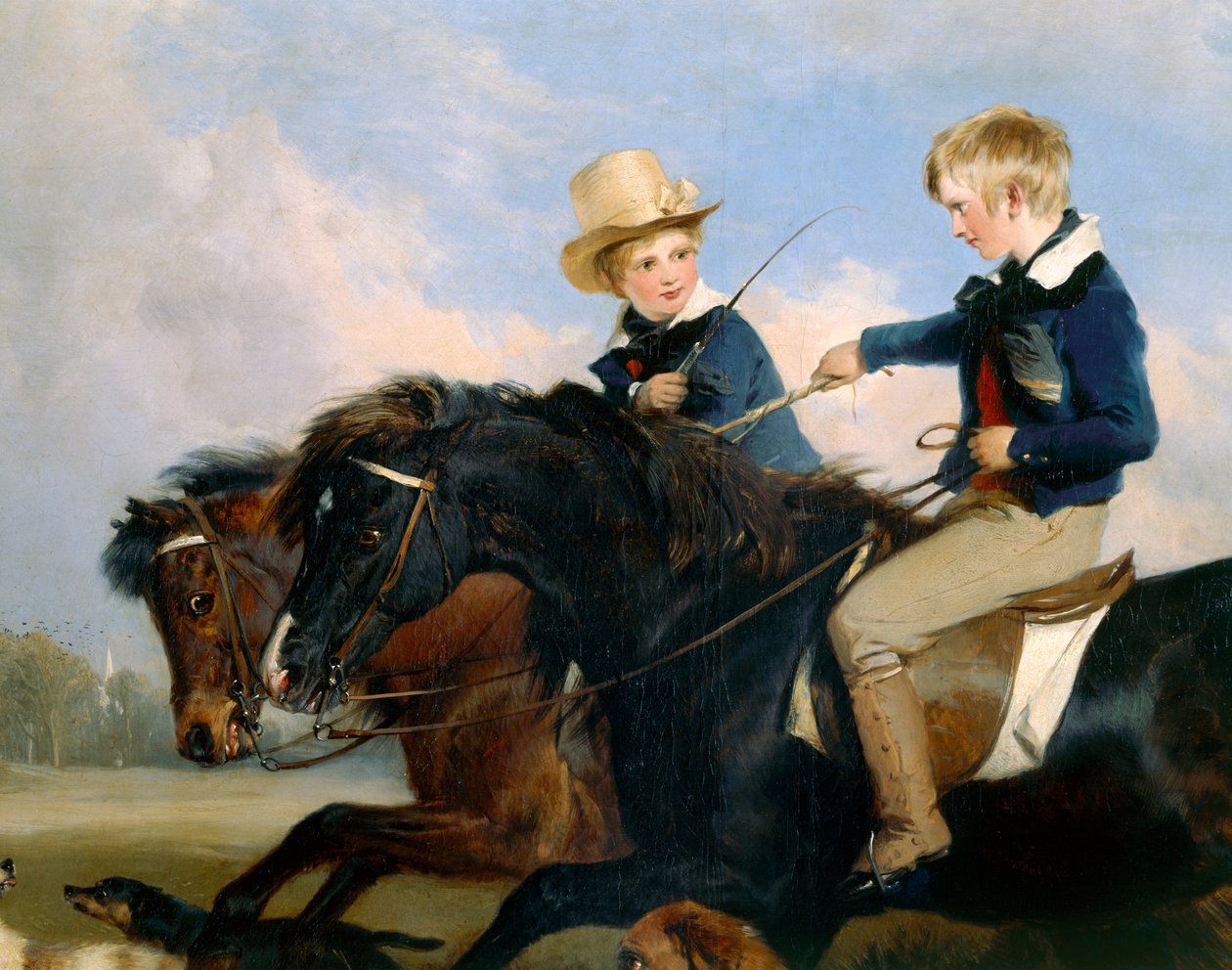 Hon E. S. Russell och hans bror (detalj av 369434) (olja på panel) av Edwin Landseer