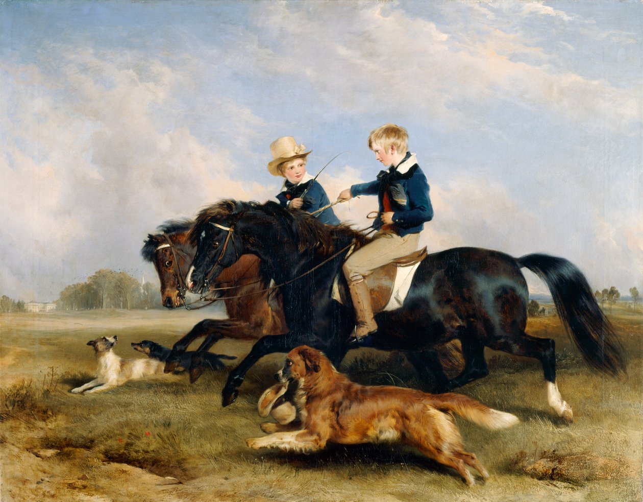 The Hon. E. S. Russell och hans bror (olja på pannå) av Edwin Landseer