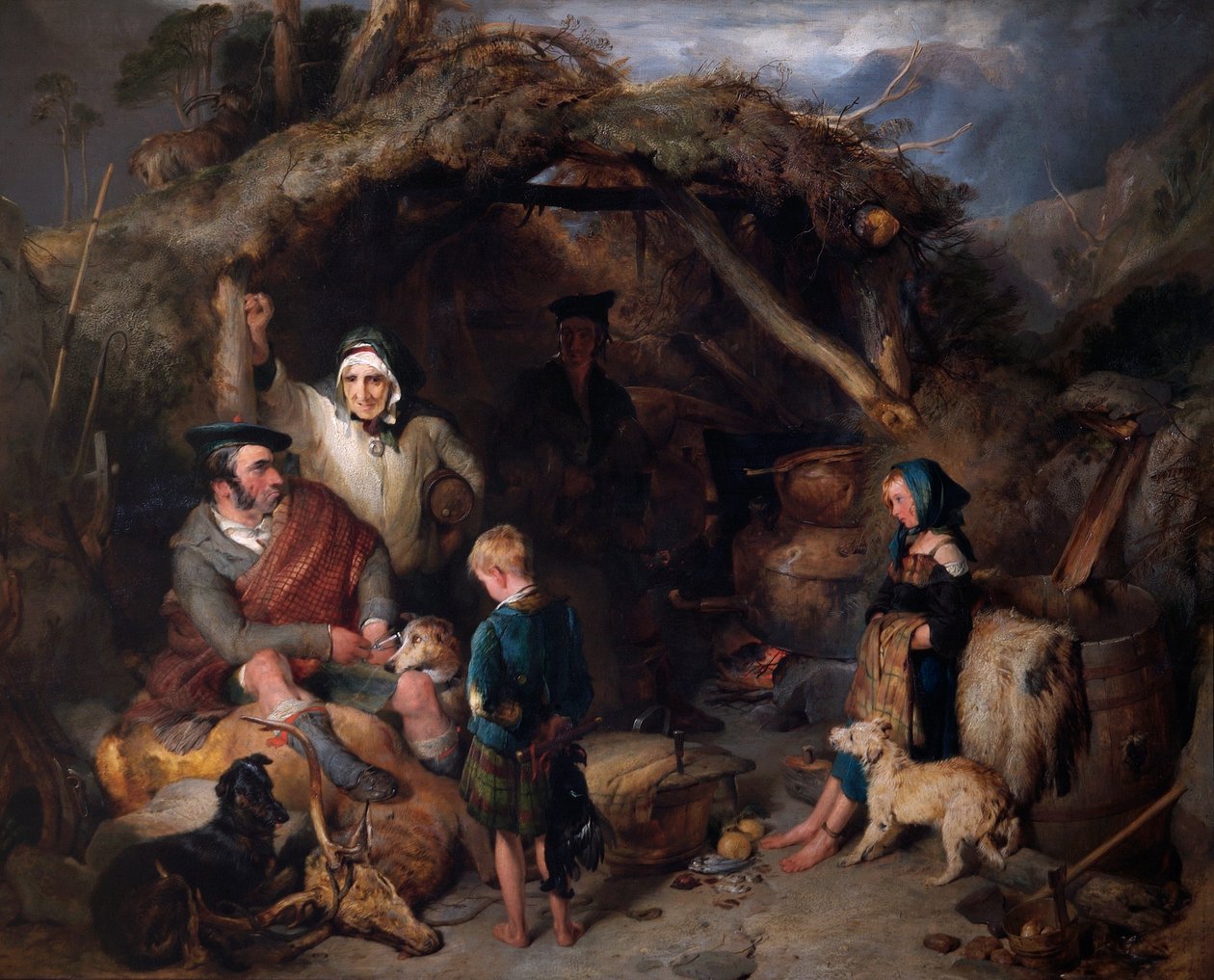 The Illicit Highland Whisky Still, ca 1829 (olja på panel) av Edwin Landseer