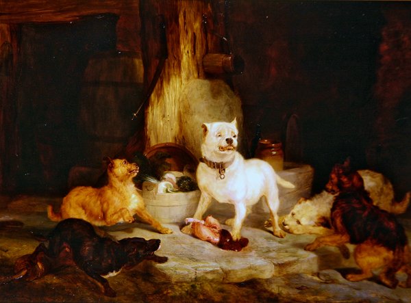 The King of the Castle (olja på panel) av Edwin Landseer