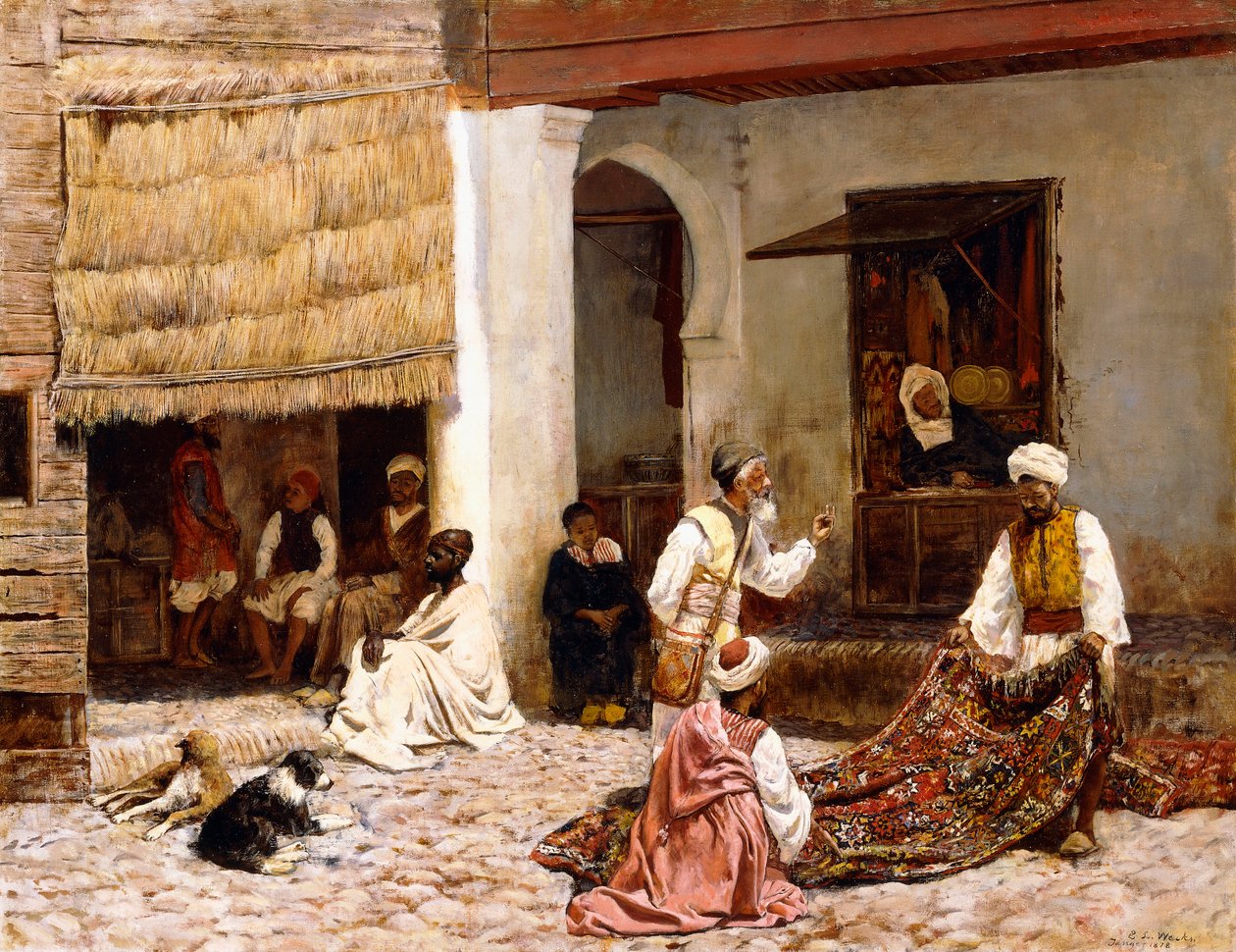 A Rug Bazaar, Tanger, 1878 av Edwin Lord Weeks