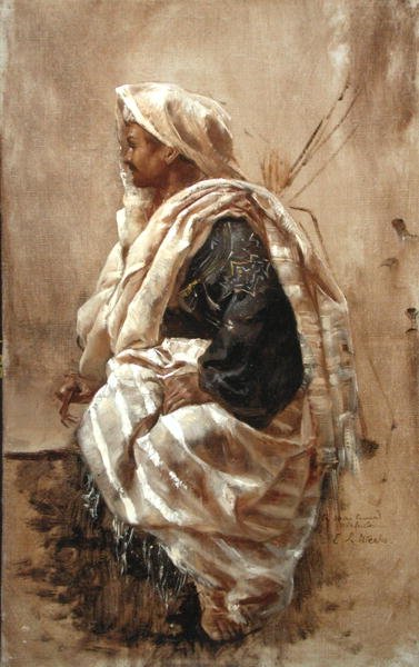 En sittande arab (olja på duk) av Edwin Lord Weeks
