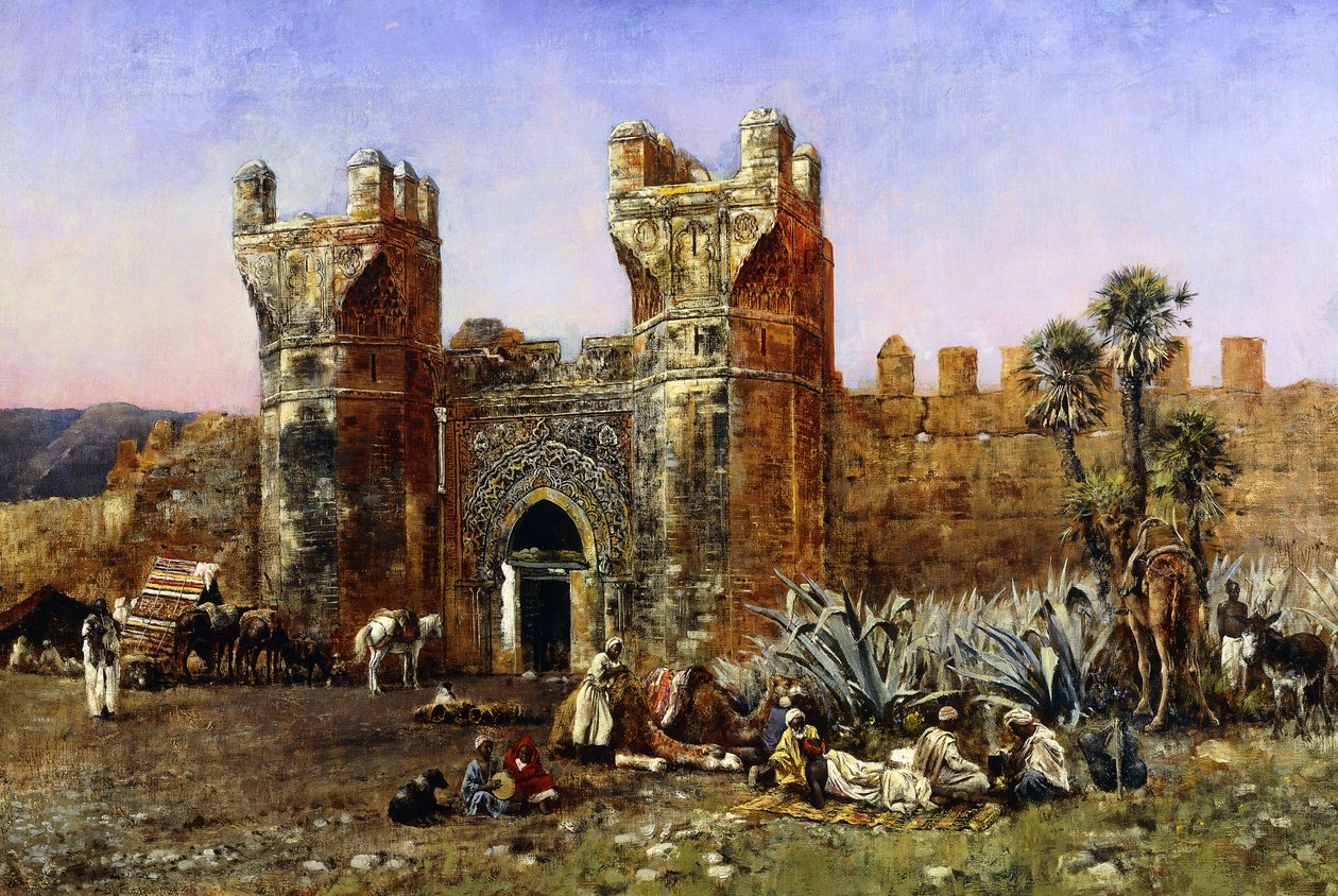 Vid porten till Shela, förr och nu, ca 1878 av Edwin Lord Weeks