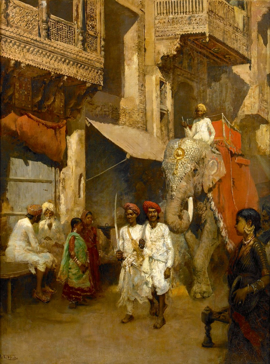 Promenad på en Indian Street av Edwin Lord Weeks