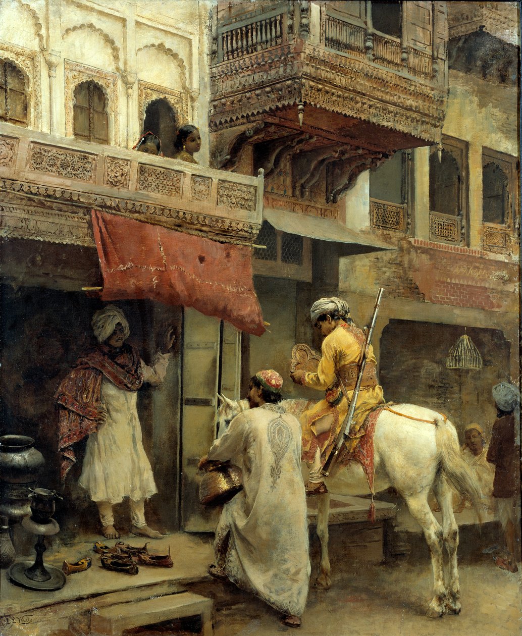 Gatubild i Indien, ca 1885 (olja på duk) av Edwin Lord Weeks