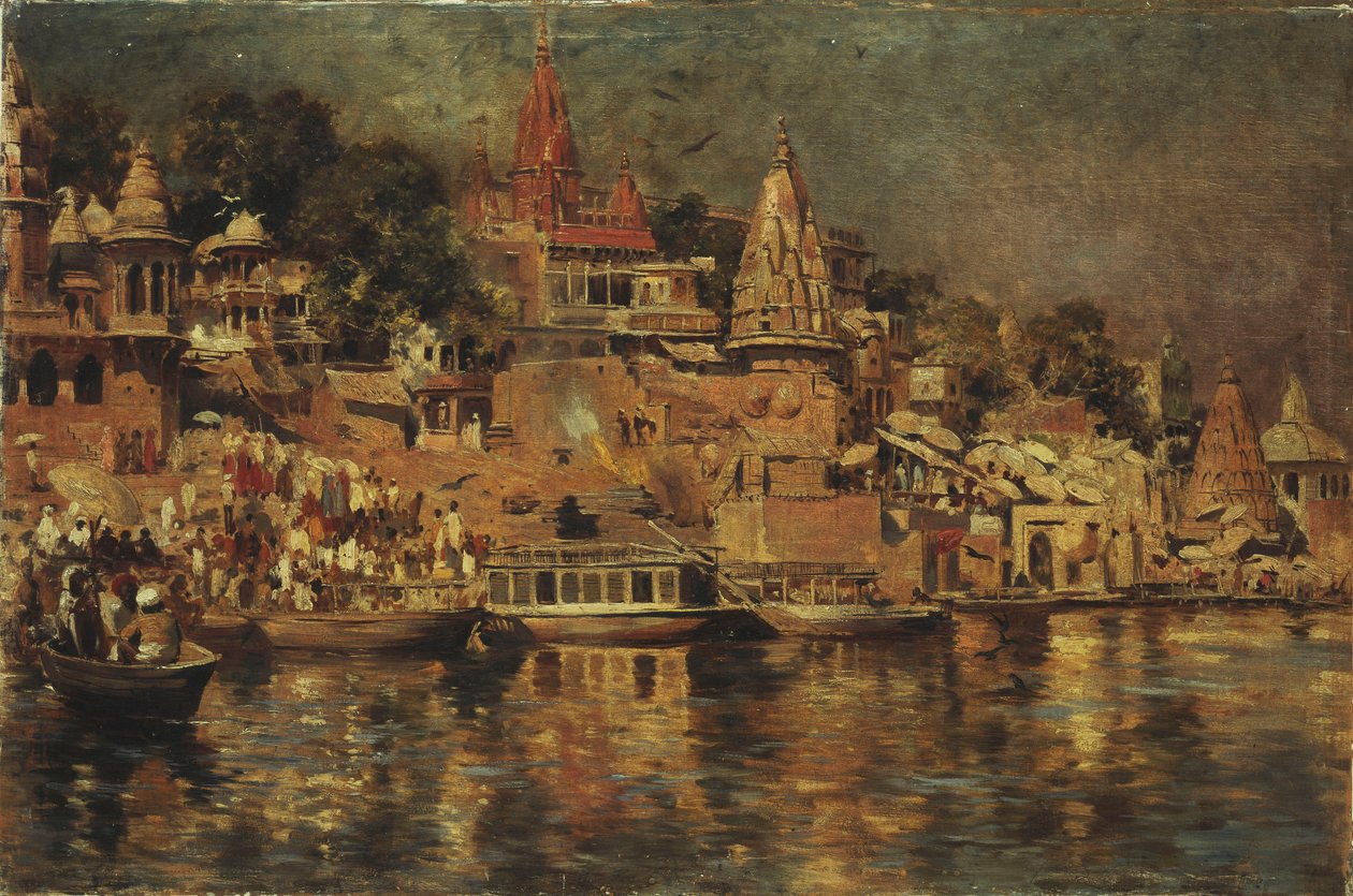 Utsikt över Ghats vid Benares, 1873 av Edwin Lord Weeks