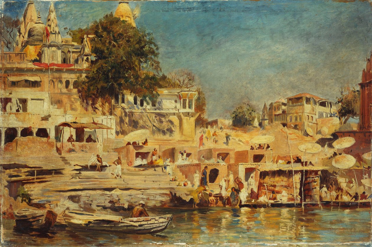 Utsikt över Ghats vid Benares, 1873 av Edwin Lord Weeks