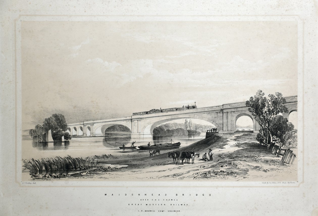 Maidenhead Bridge över Themsen, Great Western Railway av Edwin Thomas Dolby