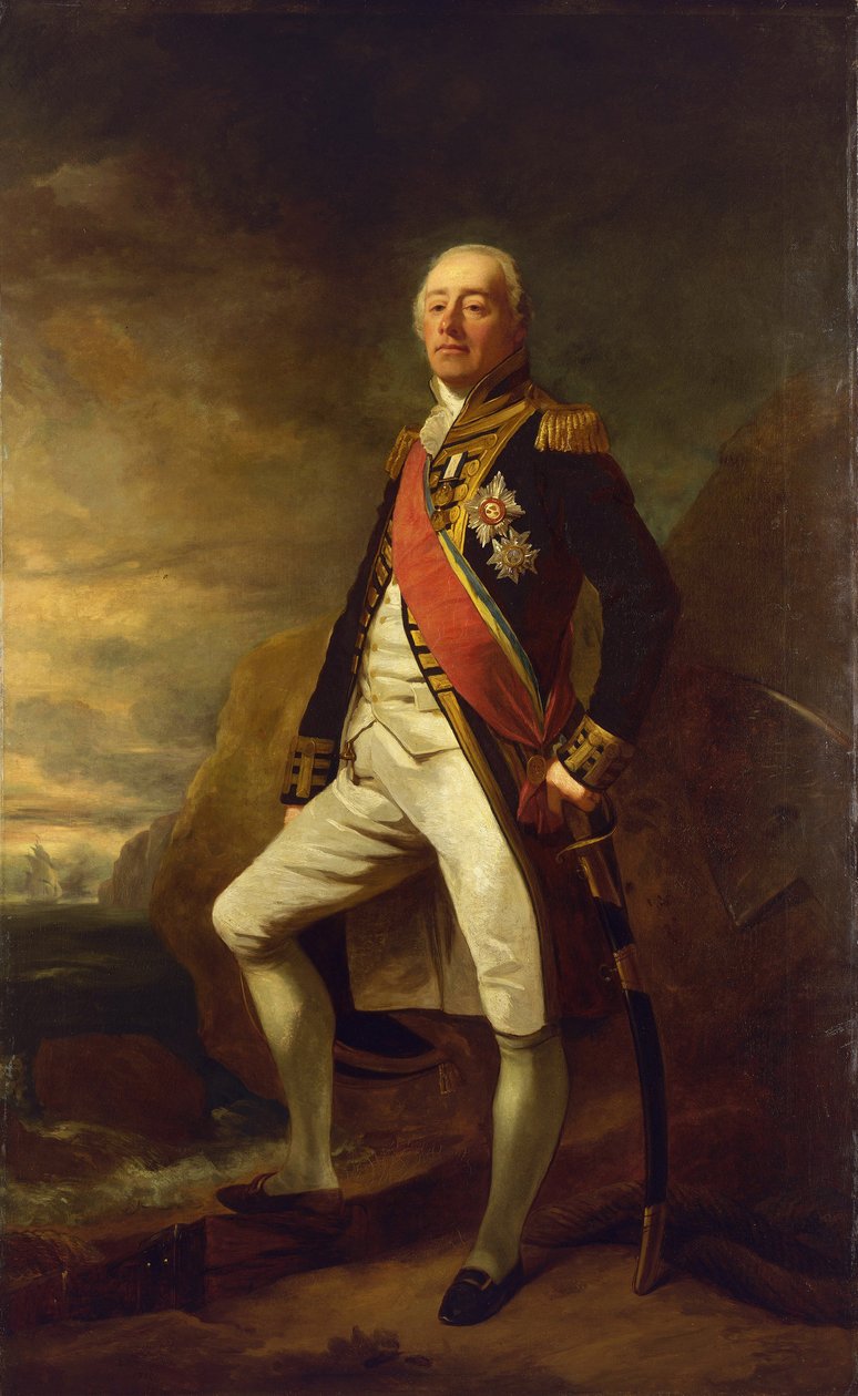 Porträtt av viceamiral James Saumarez (1757-1836), förste baron av Saumarez, känd för sin seger i slaget vid Algeciras (i Gibraltarbukten) 1801 av Edwin Williams