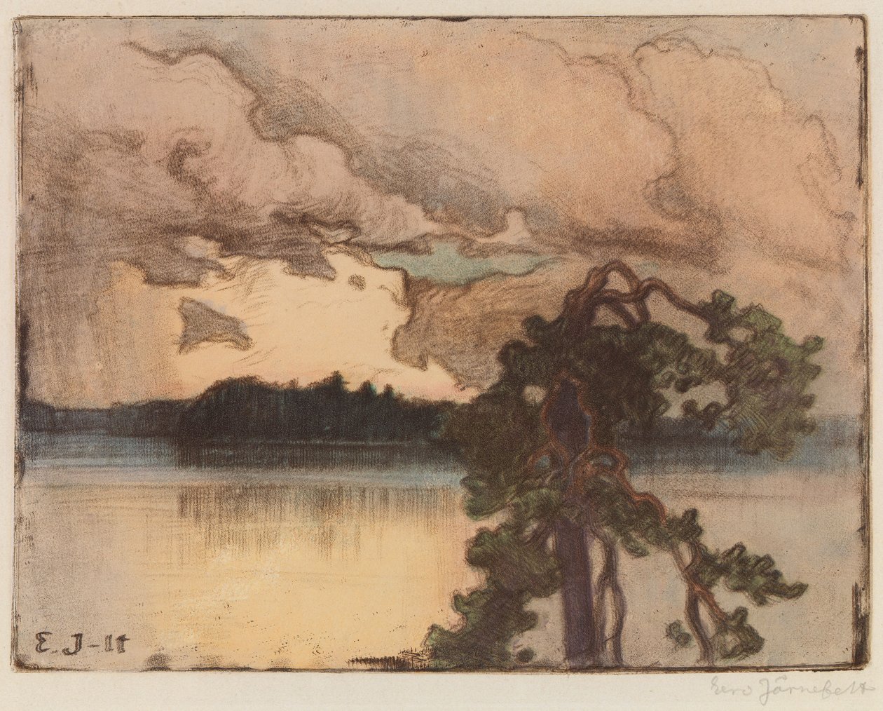 Sjölandskap vid solnedgången av Eero Järnefelt