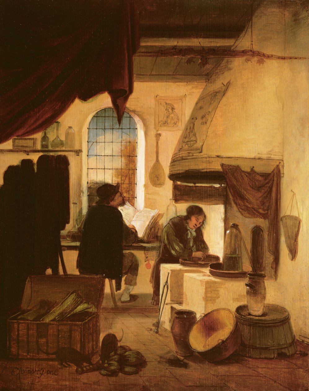 Alkemisten (panel) av Egbert van der Poel