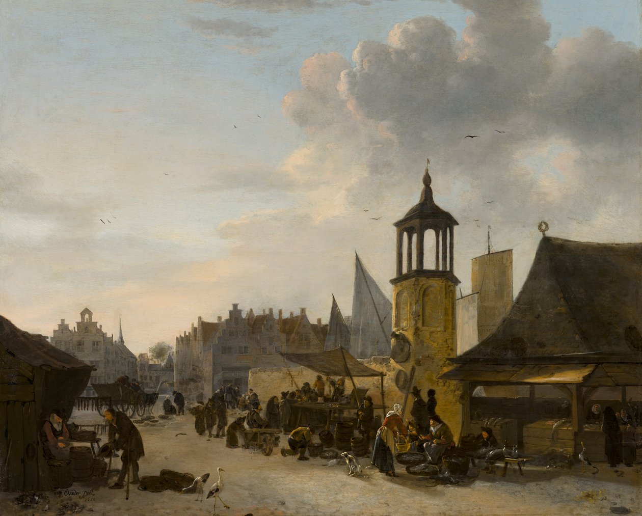 Vismarkt av Egbert van der Poel