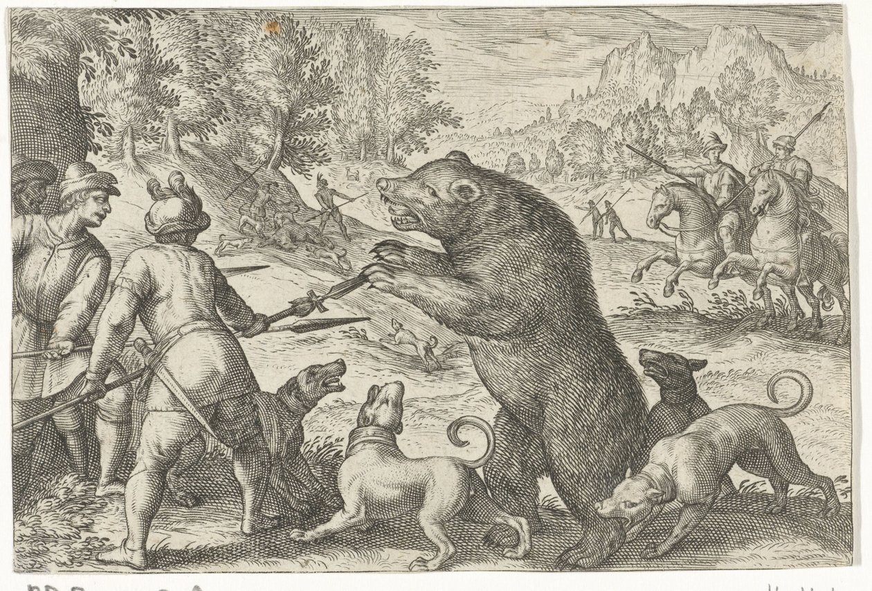 Landskap med björnjakt Jaktscener (serietitel) Ikoner Venantum Art Varias Representantes (serietitel) av Egbert Jansz.