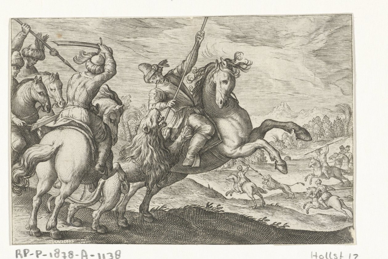 Lejonjakt Jaktscener (serietitel) Ikoner Venantum Art Varias Representantes (serietitel) av Egbert Jansz.