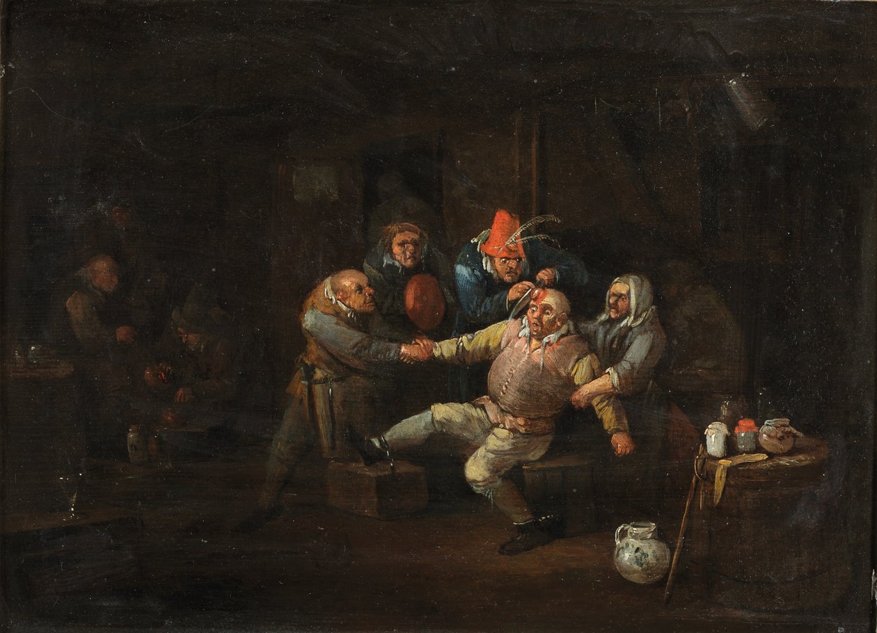 Kirurgens besök, ca 1676-1744 (olja på panel) av Egbert van (c.1676 1744) Heemskerck