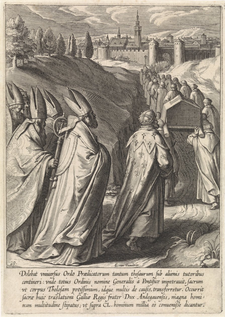 Thomas Aquinos kista förs till den dominikanska kyrkan i Toulouse The Life of Saint Thomas Aquinas (serietitel) av Egbert van Panderen