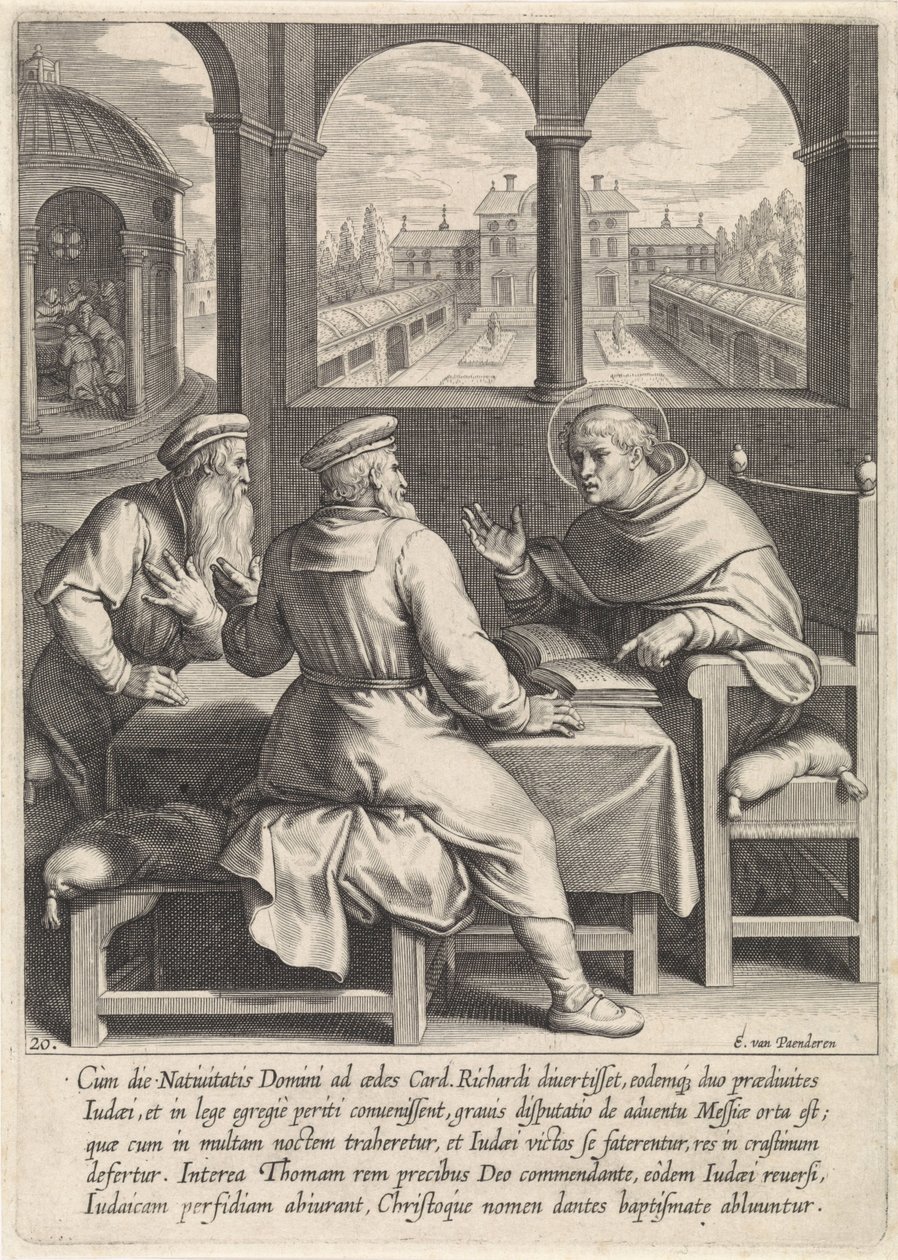 Thomas av Aquino omvänder två judiska rabbiner The Life of Saint Thomas Aquinas (serietitel) av Egbert van Panderen