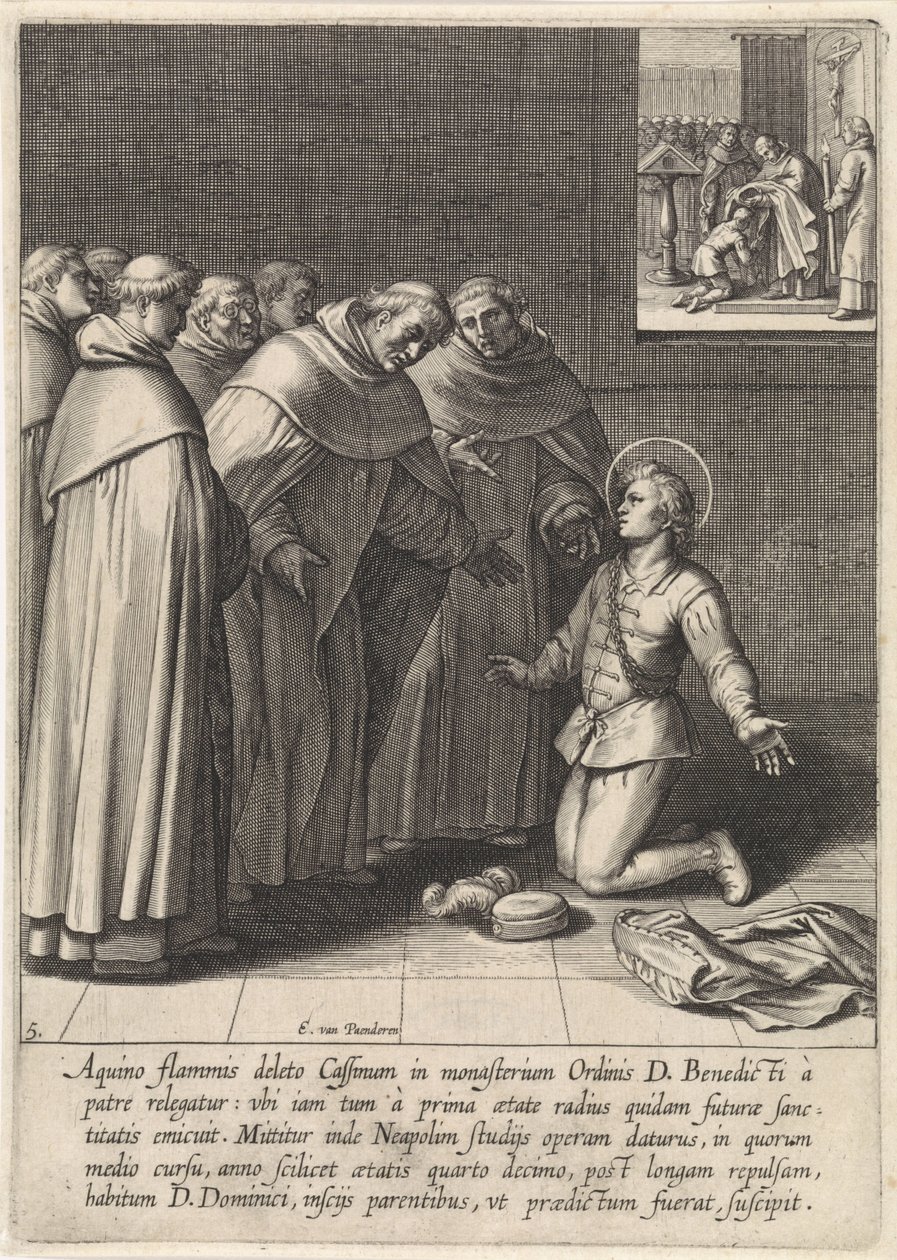 Thomas av Aquino ansluter sig till Dominikanerorden The Life of Saint Thomas Aquinas (serietitel) av Egbert van Panderen