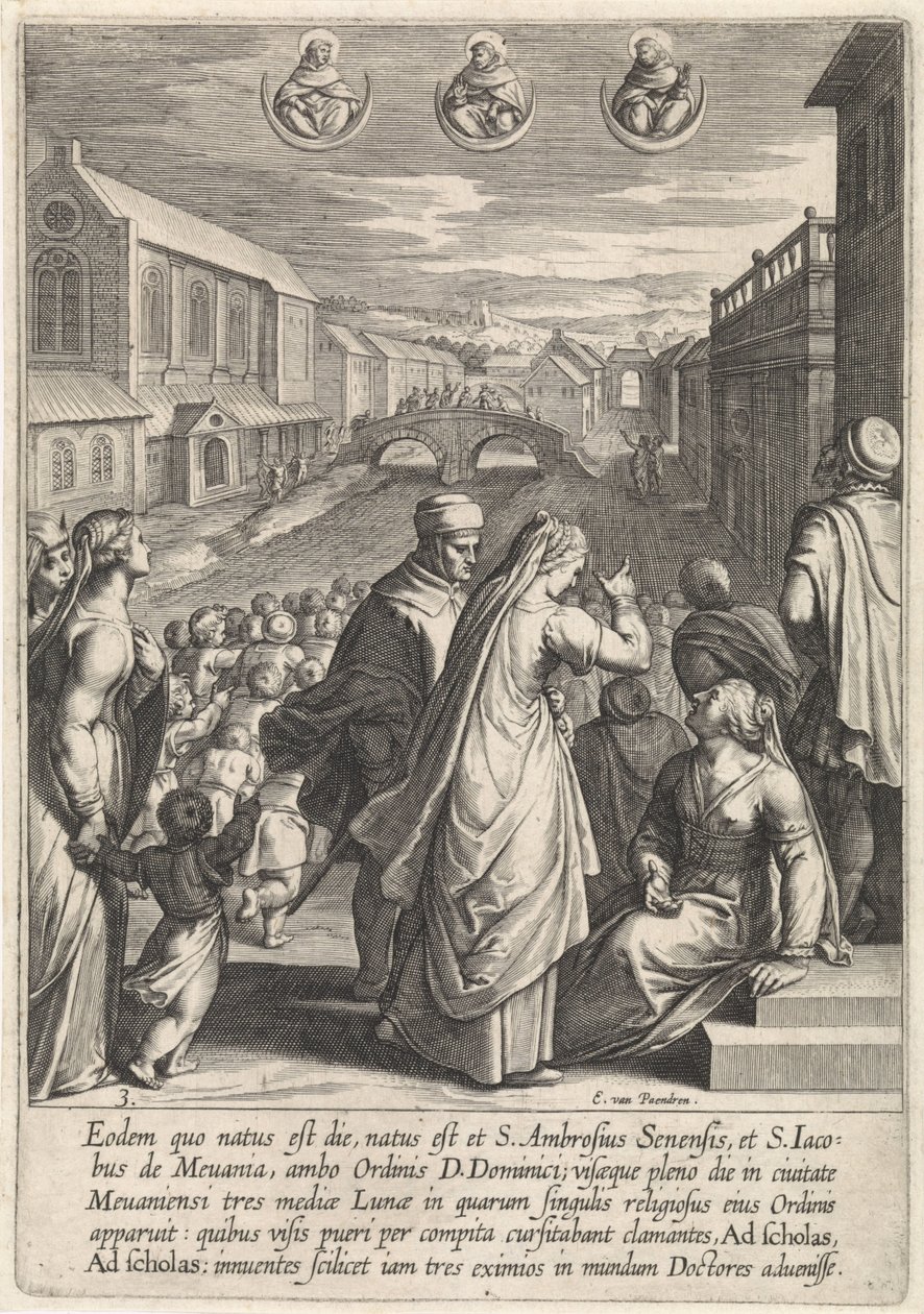 Framträdande av tre dominikaner Life of Saint Thomas Aquinas (serietitel) av Egbert van Panderen