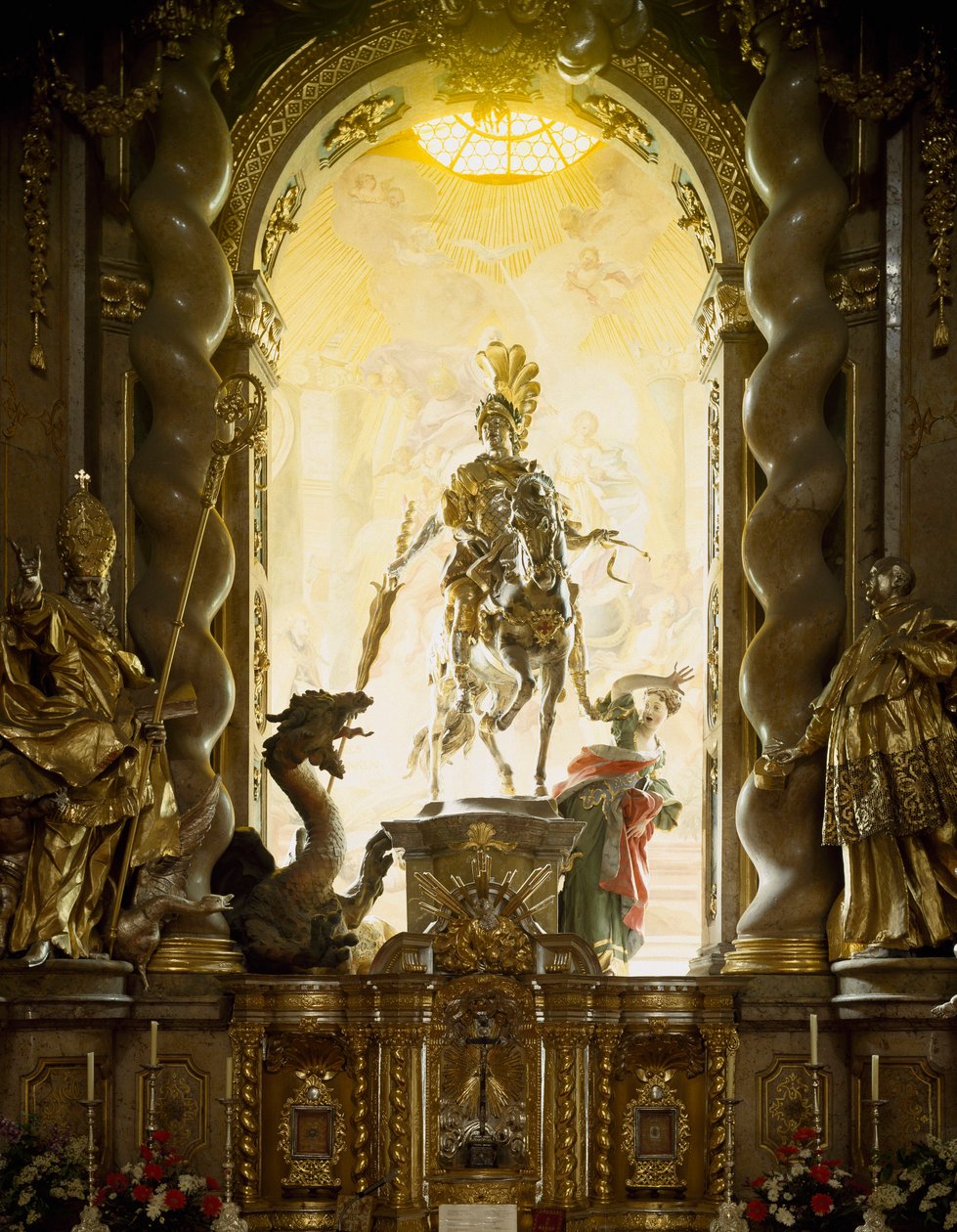 Saint George and the Dragon Church of Saints George and Martin av arkitekten Cosmas Damian Asam (1686-1739) och Egid Quirin Asam (1692-1750). 1716-1751 Weltenburg, Tyskland av Egid Quirin Asam