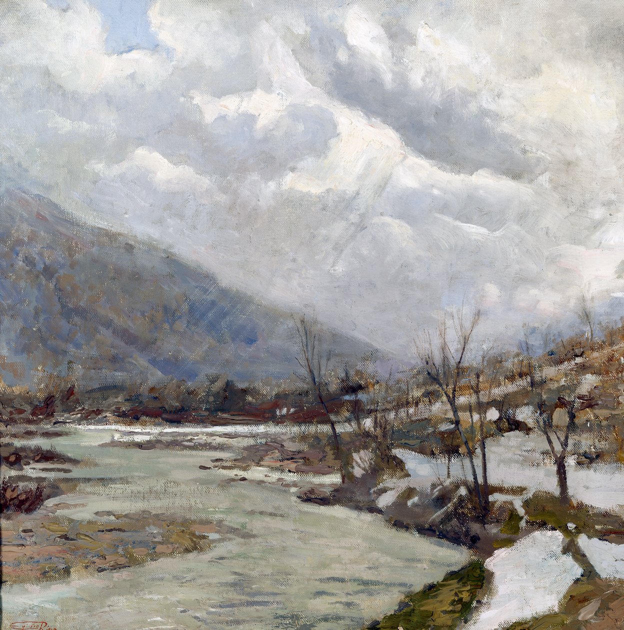 Solstråle, målning av Egidio Riva (1866-1946), olja på duk, 74x74 cm, Italien, 1900-talet av Egidio Riva