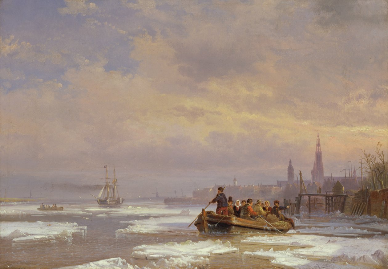 Skepp i is, 1854 av Egidius Linnig